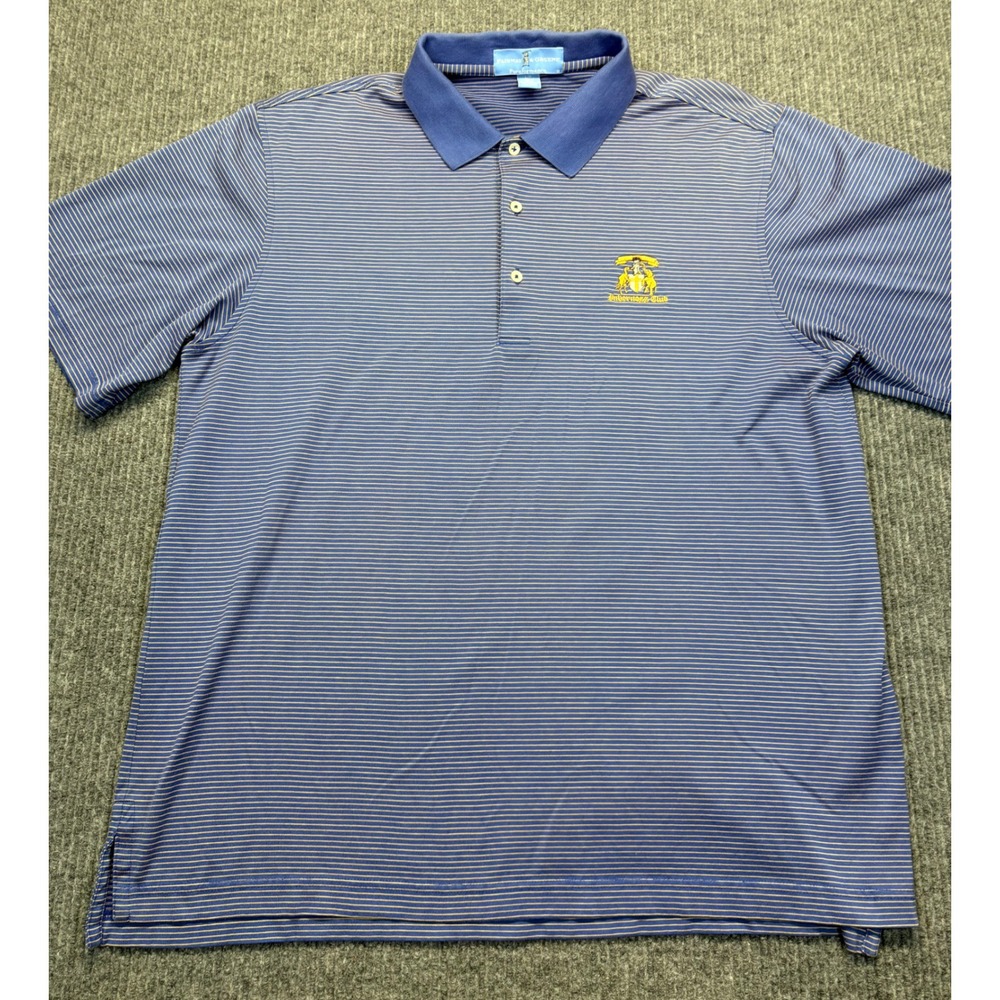 Fairway & Greene Inverness Club Striped Golf Polo Shirt Blue Yellow Mens Large